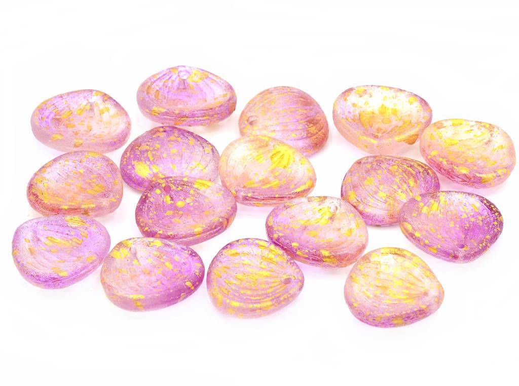 Rose Petal Beads with Stripes 15 x 13 mm, Red Orange 56982 (48001-56982)
