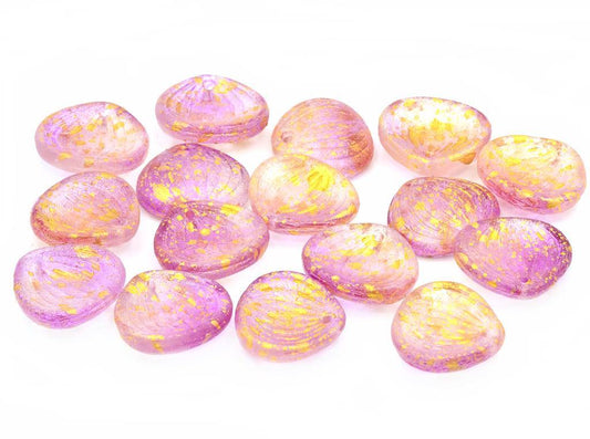 Rose Petal Beads with Stripes 15 x 13 mm, Red Orange 56982 (48001-56982)