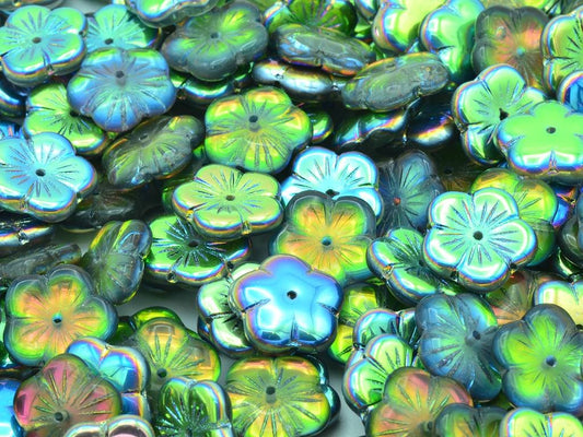 Flat Flower Beads 00030/28137 Glass Czech Republic