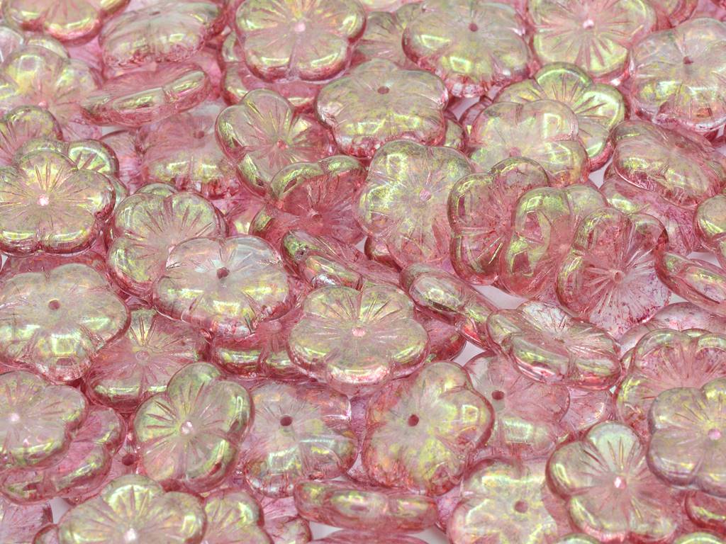 Flat Cherry Flower Beads 14 mm, Crystal Terracotta Red (30-15495), Bohemia Crystal Glass, Czechia 11100086