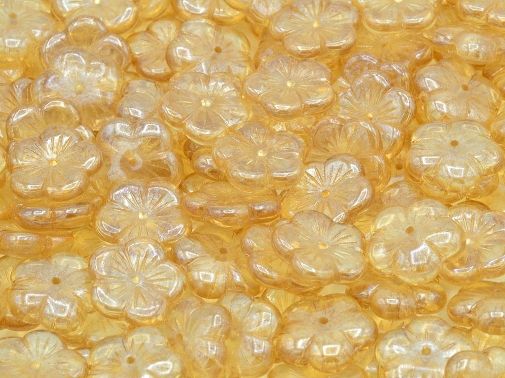 Flat Cherry Flower Beads 14 mm, Crystal Luster Brown Full Coated (30-14413), Bohemia Crystal Glass, Czechia 11100086