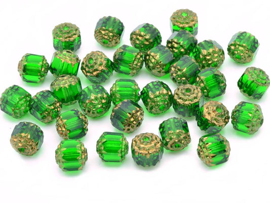 Fire Polished Faceted Beads Cathedral 8 mm, Emerald Green 91434 (50120-91434)