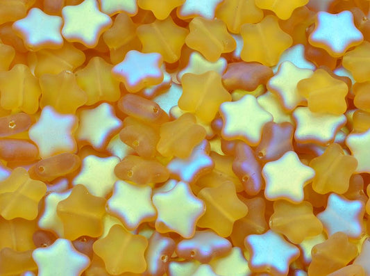 Flat Star Beads 12 mm, Transparent Orange Matte Ab (10060-84110-28701)