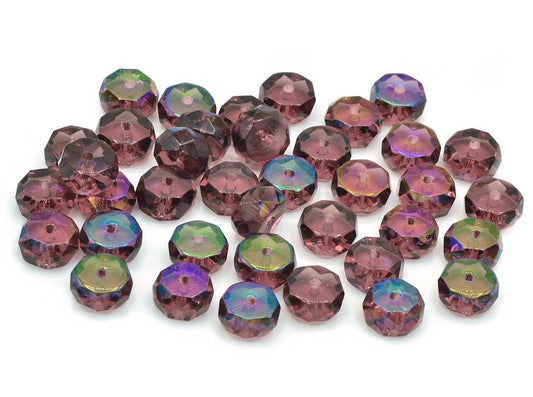 Fire Polished Faceted Beads Rondelle 4 x 8 mm, Amethyst 27307 (20060-27307)