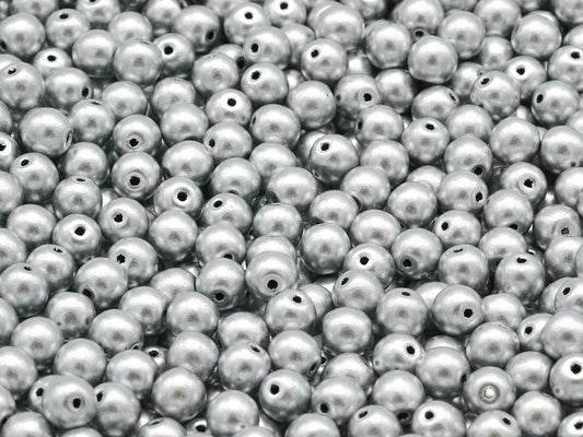 Round Pressed Beads 6 mm, Silver Matte (01700)