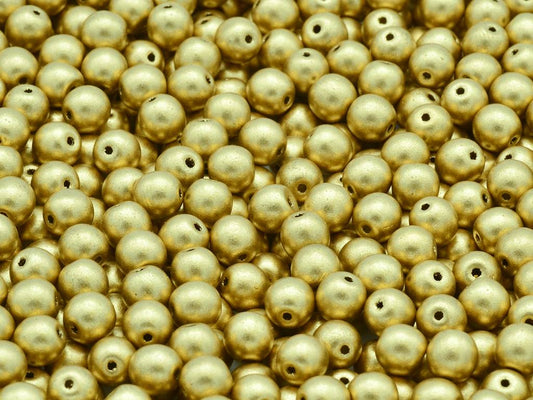 Round Pressed Beads 6 mm, Aztec Pale Gold (01710)