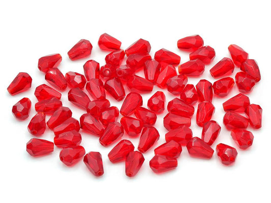 Fire Polished Faceted Beads Pear Drop 7 x 5 mm, Ruby Red (90080), Bohemia Crystal Glass, Czechia 15156003