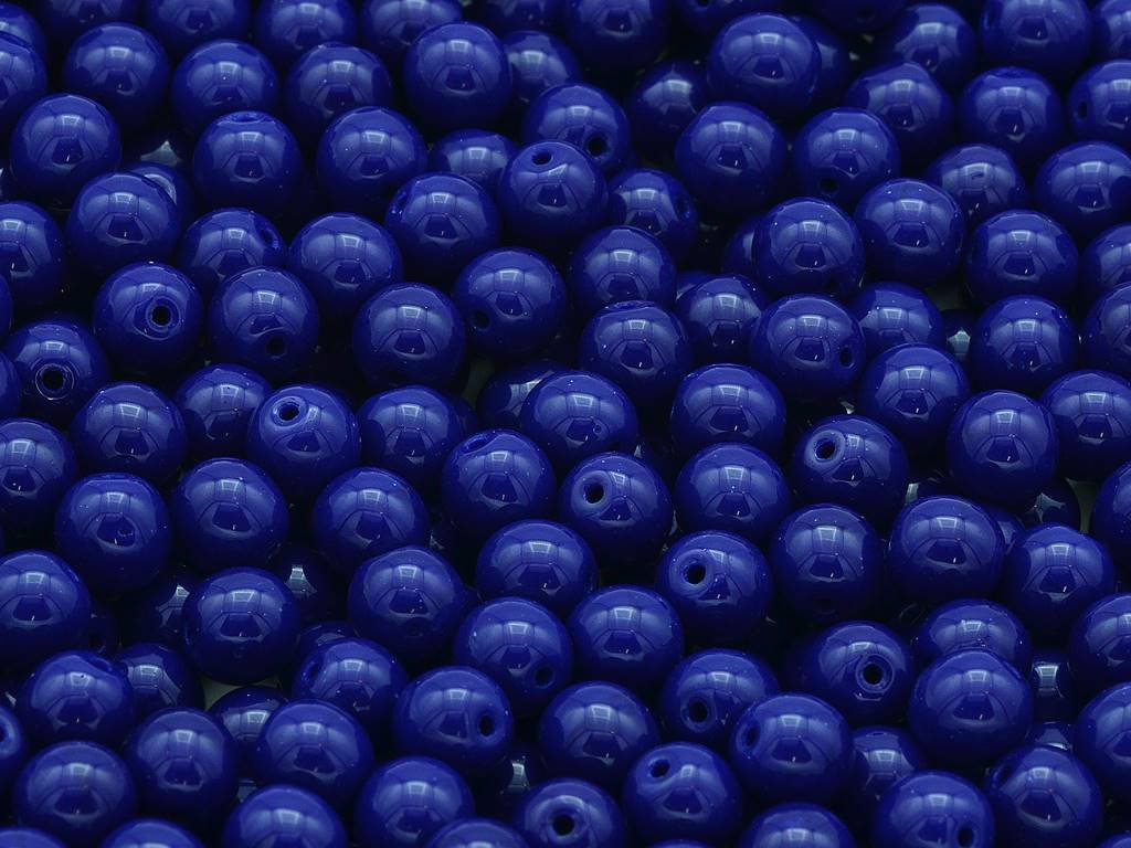 Round Pressed Beads Opaque Blue Glass Czech Republic