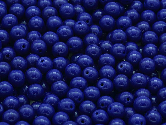 Round Pressed Beads 6 mm, Opaque Blue (33070)