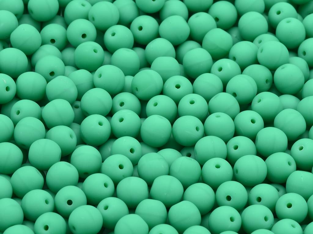 Round Pressed Beads 6 mm, Opaque Green Matte (53120-84110)