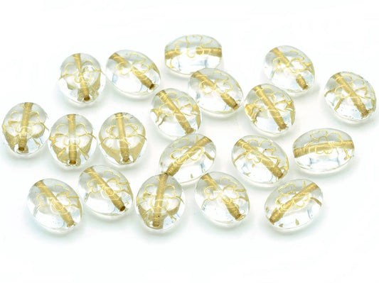 Pressed Beads 10 x 8 mm, Crystal Gold Lined (00030-54202)