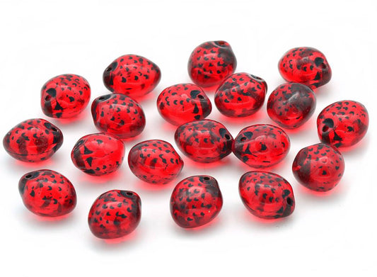 Pressed Beads Strawberry 7 x 11 mm, Ruby Red 46449 (90080-46449)