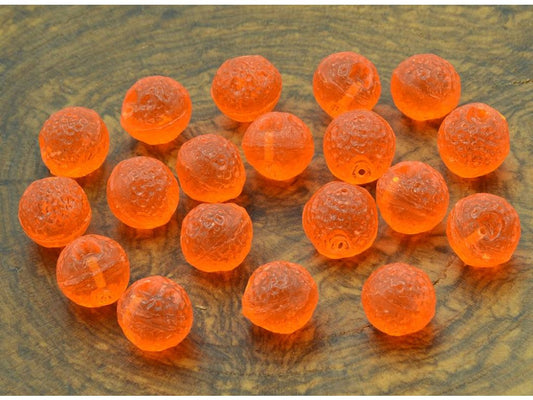 Pressed Beads Orange Transparent Orange Glass Czech Republic