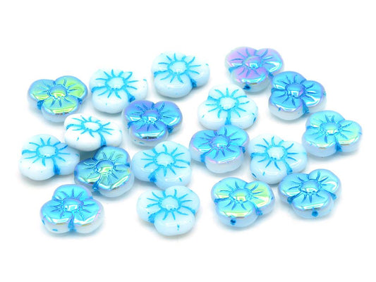 3-petal Flower Flat Beads 13 mm, Chalk White 46460 Ab (3000-46460-28701-), Bohemia Crystal Glass, Czechia 11109042