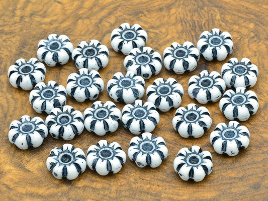 Flower Beads 10 mm, Chalk White 46449 (3000-46449), Bohemia Crystal Glass, Czechia 11109044