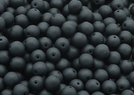 Round Pressed Beads 8 mm, Black Matte (23980-84110)
