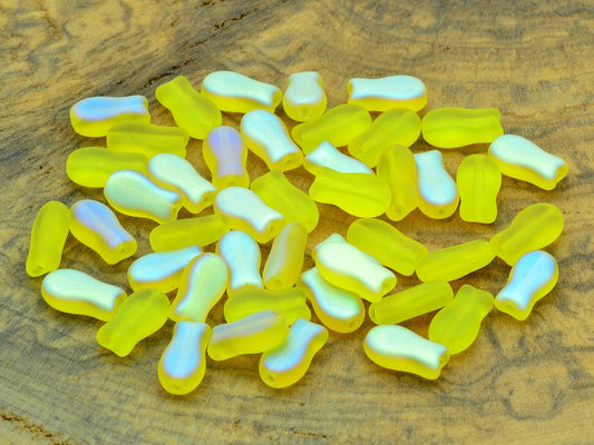 Fish Shaped Beads 9 x 5 mm, Transparent Yellow Matte Ab (80010-84110-28701)