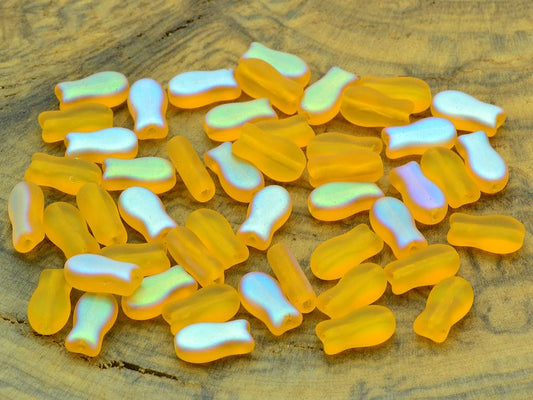 Fish Shaped Beads 9 x 5 mm, Transparent Yellow Matte Ab (80040-84110-28701-), Bohemia Crystal Glass, Czechia 11109016