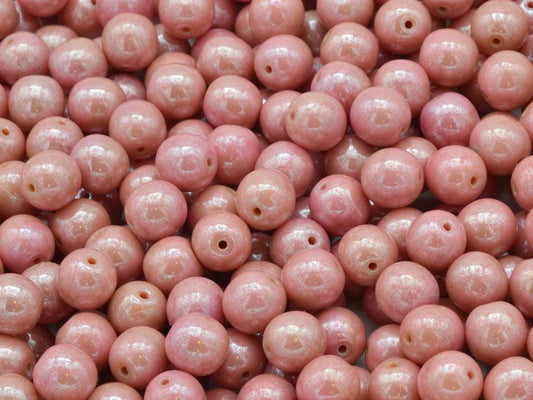 Round Pressed Beads 8 mm, Opaque Pink Hematite (73030-14400), Bohemia Crystal Glass, Czechia 11119001