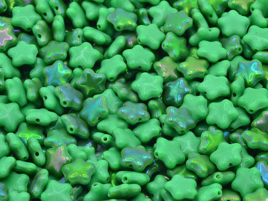 Flat Star Beads 8 mm, Opaque Green 27307 (53220-27307)