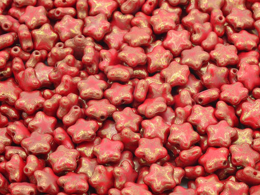Flat Star Beads 8 mm, Opaque Red Terracotta Red (93200-15495), Bohemia Crystal Glass, Czechia 11130380
