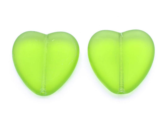 Heart Beads 24 x 22 mm, Transparent Green Matte (50230-84110)