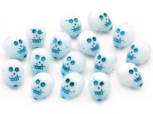 Skull Head Beads 15 mm, Chalk White 54560 (3000-54560), Bohemia Crystal Glass, Czechia 11109052