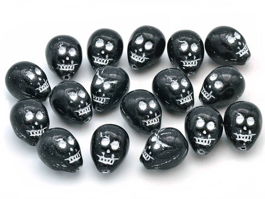 Skull Head Beads 15 mm, Black 54201 (23980-54201), Bohemia Crystal Glass, Czechia 11109052