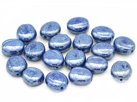 Plum Pressed Beads 13 x 11 mm, Opaque Blue Hematite (33070-14400), Bohemia Crystal Glass, Czechia 11130257