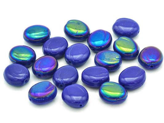 Plum Pressed Beads 13 x 11 mm, Opaque Blue 27307 (33070-27307), Bohemia Crystal Glass, Czechia 11130257