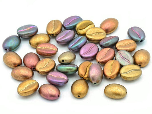 Coffee Bean Beads 11 x 8 mm, Violet Rainbow Metallic Iris (01640)