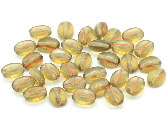 Coffee Bean Beads 11 x 8 mm, Transparent Brown Copper Lined (10210-54307), Bohemia Crystal Glass, Czechia 11130262