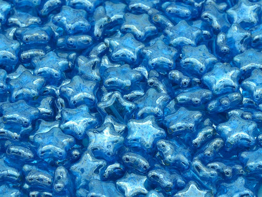 Flat Star Beads 12 mm, Transparent Aqua Hematite (60040-14400)