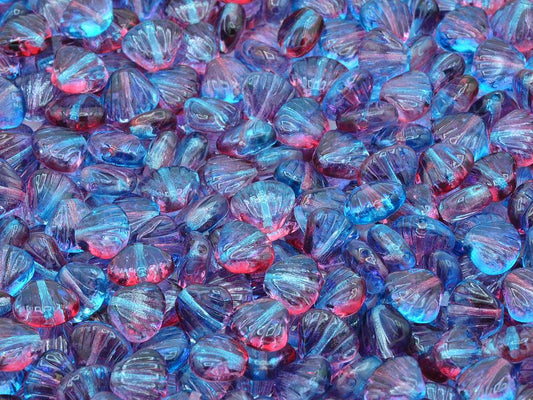 Flat Shell Beads 8 x 7 mm, Crystal Blue-Red Transparent Dyed (00030-48013)