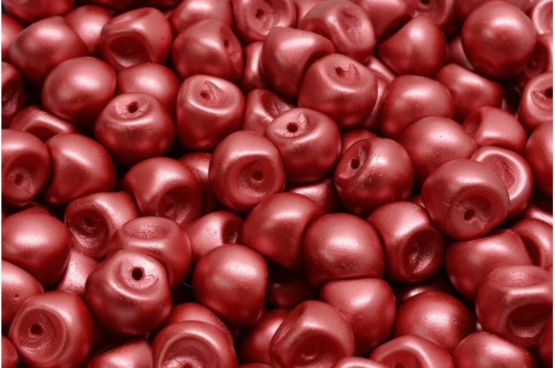 Mushroom Button Beads, White Dark Coral (02010-25010), Glass, Czech Republic