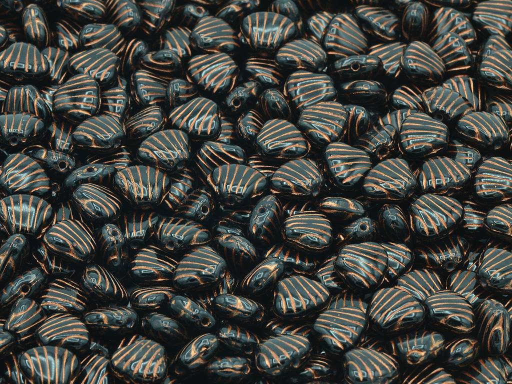 Flat Shell Beads 8 x 7 mm, Black Copper Lined (23980-54307)
