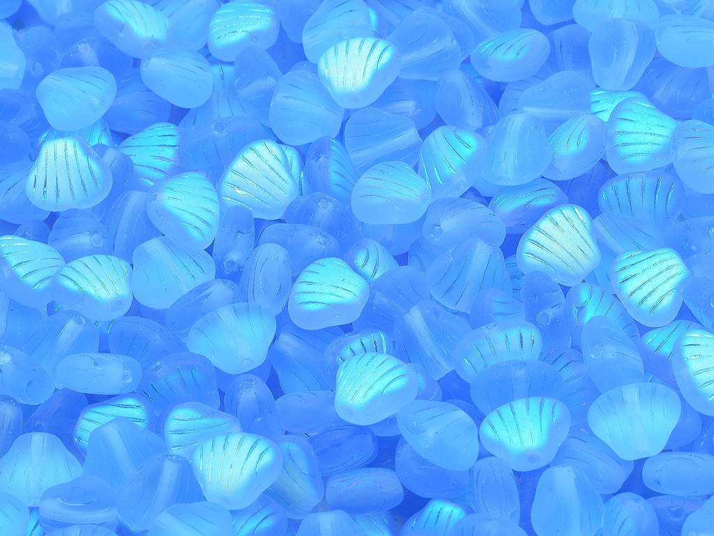Flat Shell Beads 8 x 7 mm, Transparent Blue Matte Ab (30020-84110-28701)