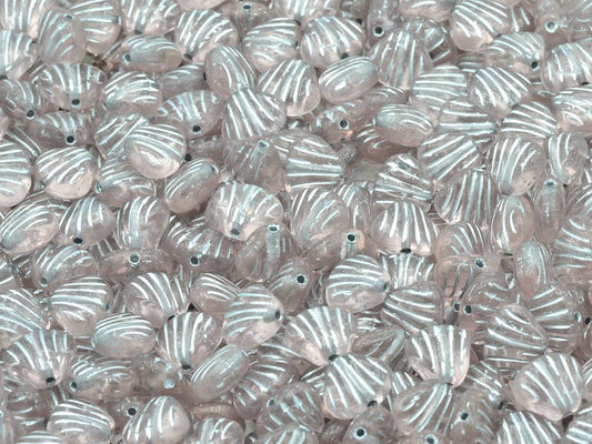 Flat Shell Beads 8 x 7 mm, Transparent Pink Silver Lined (70100-54201)
