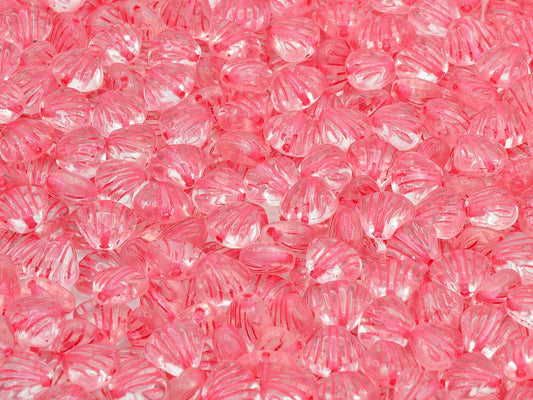 Flat Shell Beads 8 x 7 mm, Transparent Pink Light Blue Lined (70100-54308)
