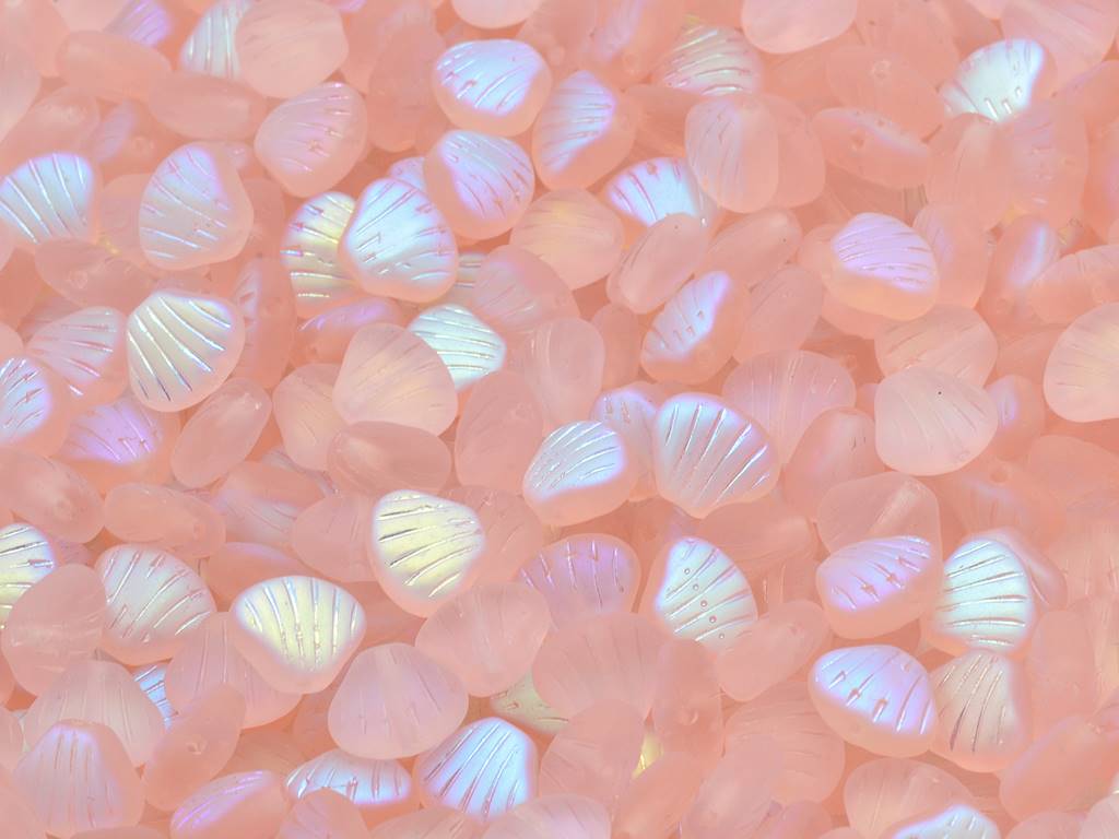Flat Shell Beads 8 x 7 mm, Transparent Pink Matte Ab (70100-84110-28701)