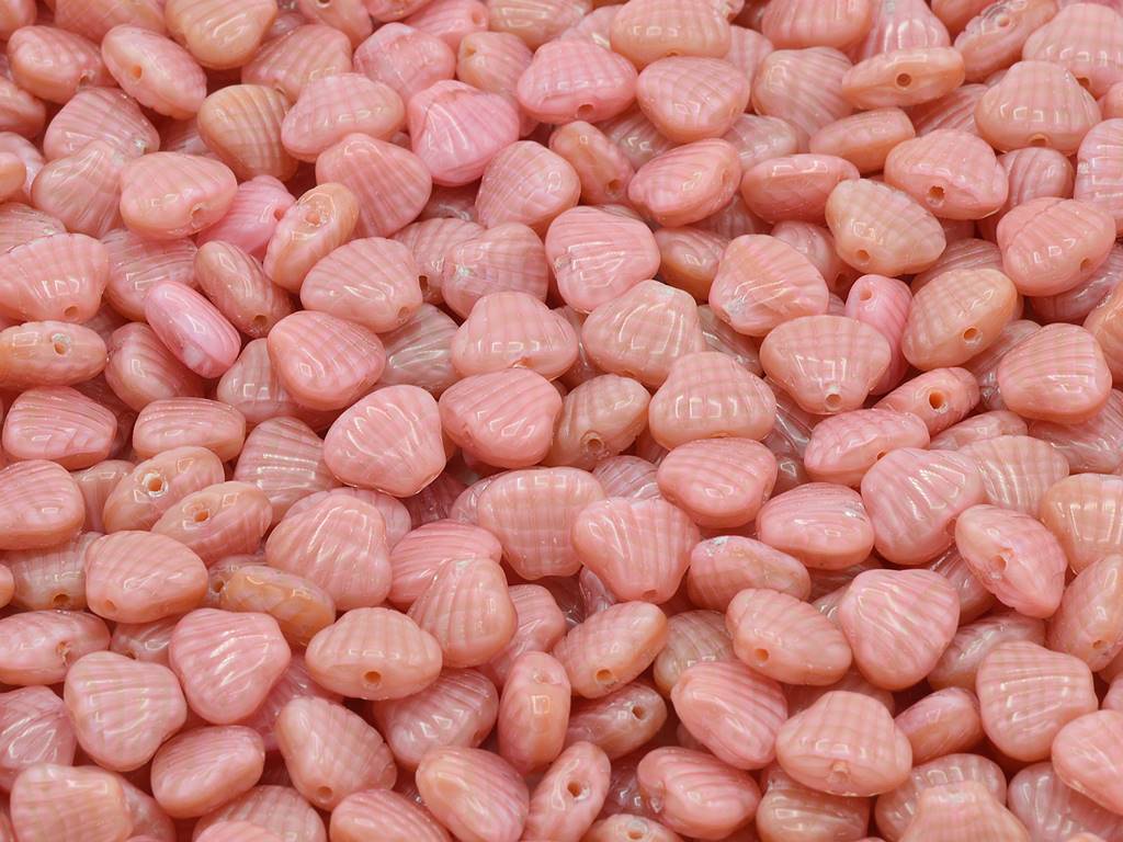 Flat Shell Beads 8 x 7 mm, Opaque Pink (76026)