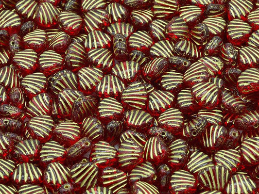Flat Shell Beads 8 x 7 mm, Ruby Red Gold Lined (90080-54202)