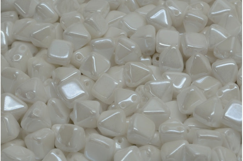 Pyramid Stud Beads, White Opal 21402 (02020-21402), Glass, Czech Republic