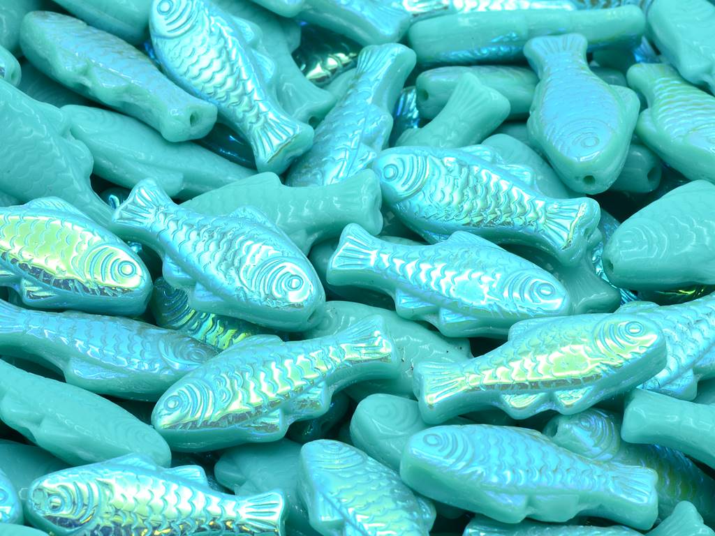 Big Fish Beads, Turquoise Ab (6313028701), Glass, Czech Republic bcv
