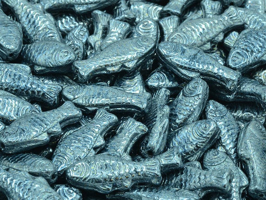 Big Fish Beads, Black Hematite (23980-14400), Glass, Czech Republic