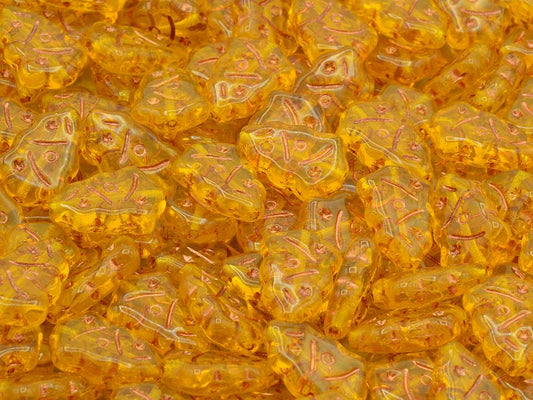 Christmas Tree Beads, Transparent Yellow Copper Lined (80040-54307), Glass, Czech Republic