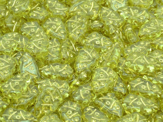 Christmas Tree Beads, Transparent Yellow Gold Lined (80120-54202), Glass, Czech Republic