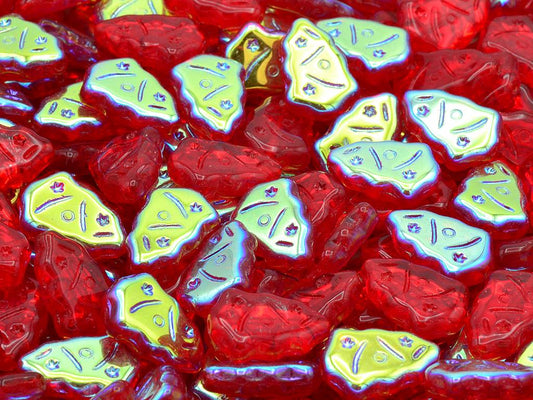 Christmas Tree Beads, Ruby Red Ab (90080-28701), Glass, Czech Republic