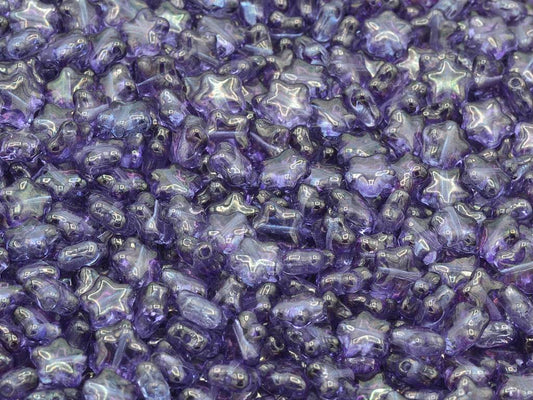 Flat Star Beads, Crystal Purple (00030-15726), Glass, Czech Republic
