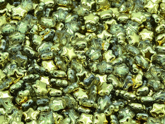 Flat Star Beads, Crystal Gold (00030-26441), Glass, Czech Republic